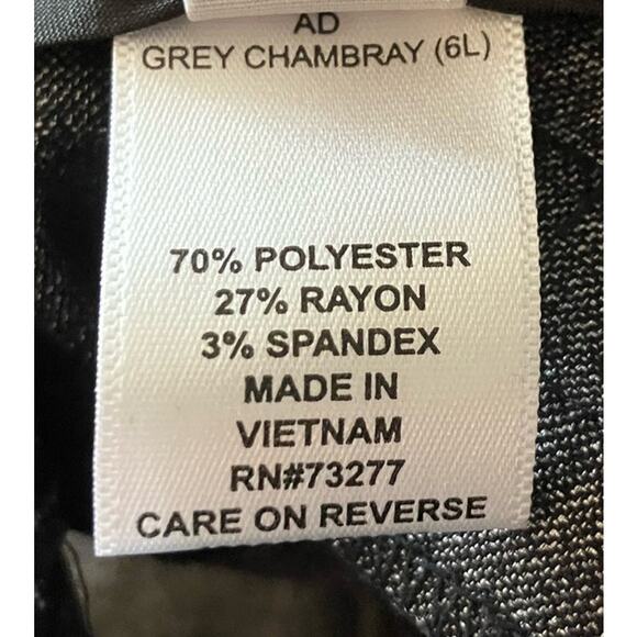 Elle Women's Grey Chambray Mid-Rise Straight Leg 34.5" Inseam Career Pants SZ 6L - Picture 8 of 10